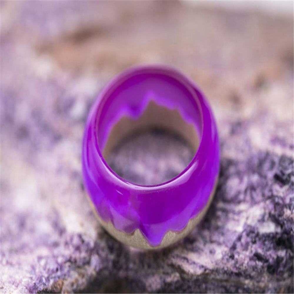 Resin Wood Glow Ring | Aurora Starry Sky Design for Men & Women