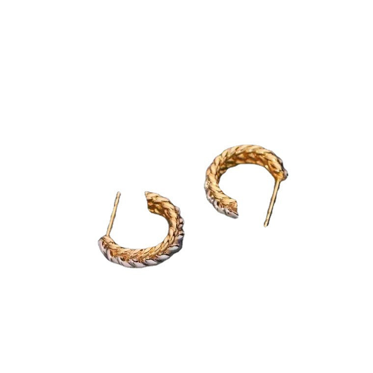 18K Gold & Sterling Silver Braided Hoop Earrings | Elegant Two-Tone Jewelry