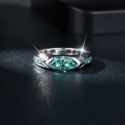 Blue-Green Moissanite Ring | Unisex Statement Jewelry