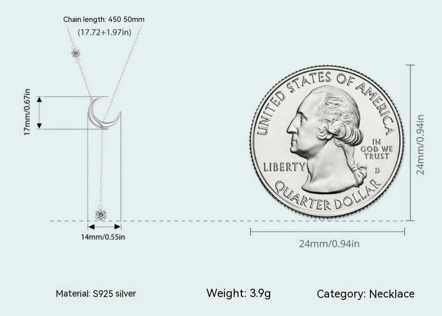 Sterling Silver Moonlight Y Necklace with Zircon Drop