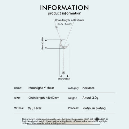 Sterling Silver Moonlight Y Necklace with Zircon Drop