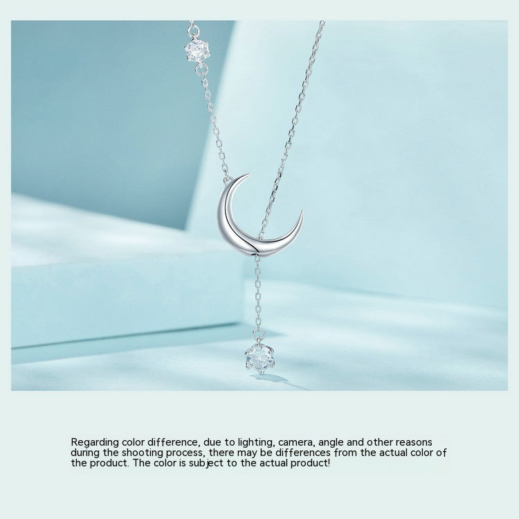Sterling Silver Moonlight Y Necklace with Zircon Drop