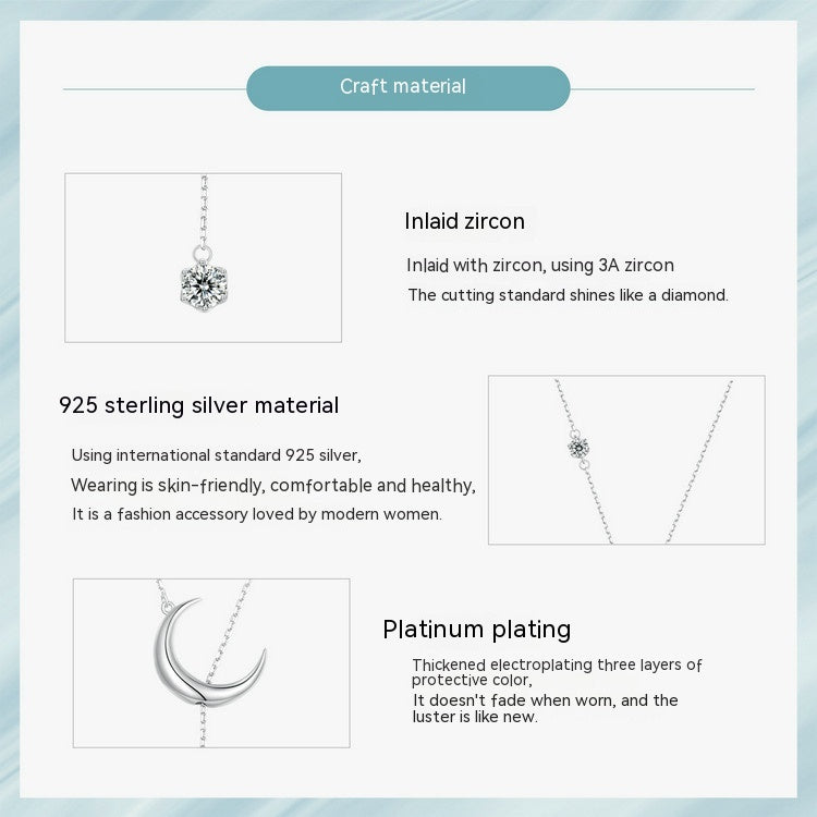 Sterling Silver Moonlight Y Necklace with Zircon Drop