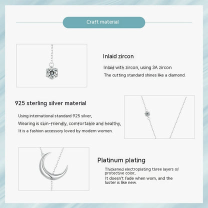 Sterling Silver Moonlight Y Necklace with Zircon Drop