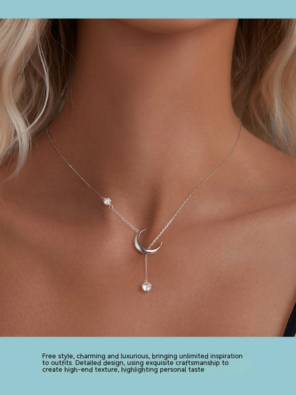 Sterling Silver Moonlight Y Necklace with Zircon Drop