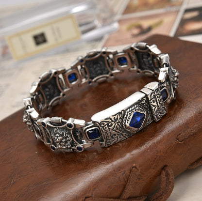 Men’s Sterling Silver Lion Bracelet with Zircon | Luxury Statement Jewelry