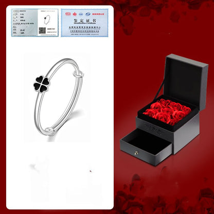 Lucky Clover Rose Bracelet | Solid 999 Silver Gift Edition