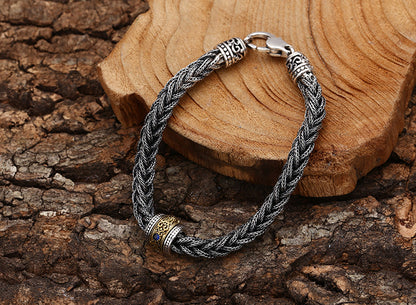 Retro Hand-Woven Bracelet for Men – 925 Sterling Silver Jewelry