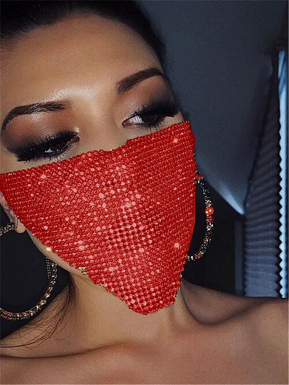 Crystal Rhinestone Face Mask | Glam Statement Festival Jewelry