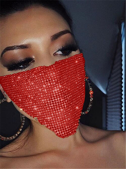 Crystal Rhinestone Face Mask | Glam Statement Festival Jewelry