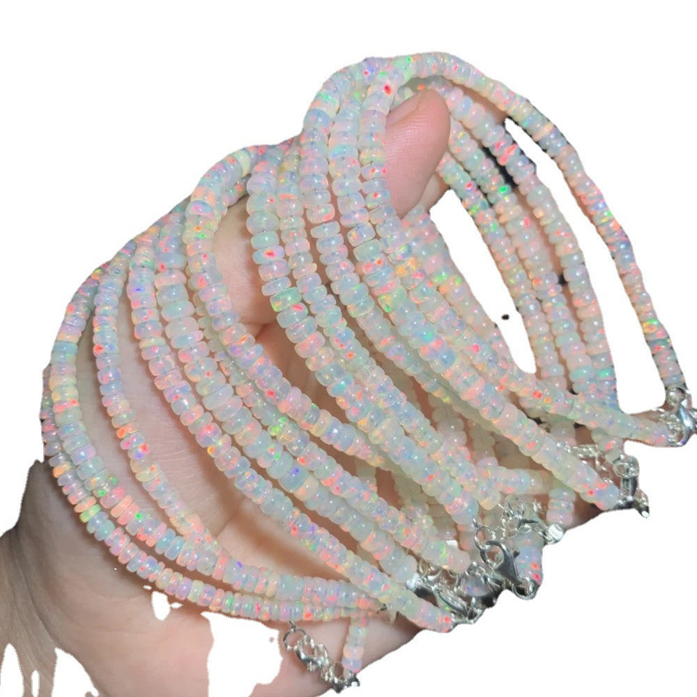 Fire Opal Beaded Bracelet | 925 Sterling Silver