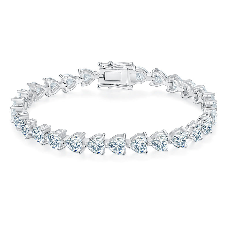 S925 Sterling Silver Moissanite Tennis Bracelet – Platinum Finish