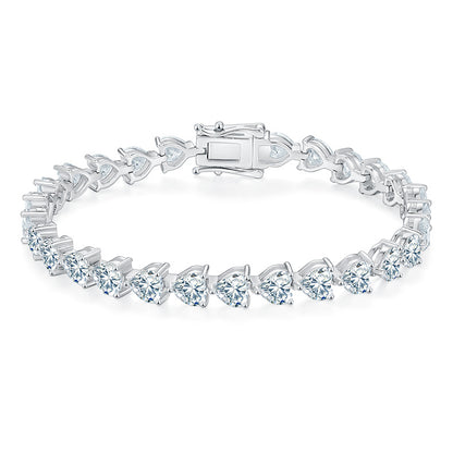 S925 Sterling Silver Moissanite Tennis Bracelet – Platinum Finish