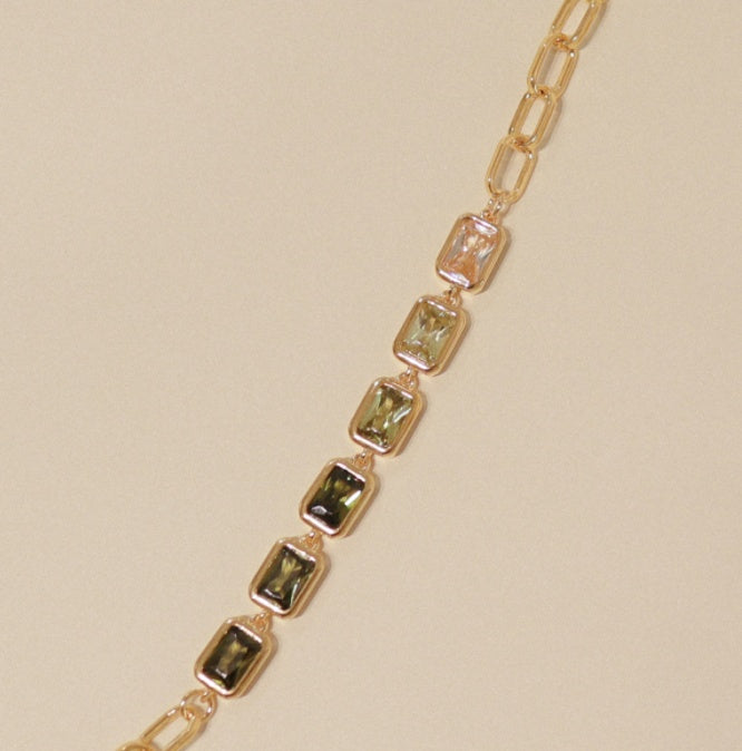 Gradient Green Zircon Bracelet | 18K Gold Plated