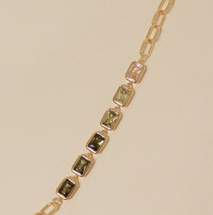 Gradient Green Zircon Bracelet | 18K Gold Plated