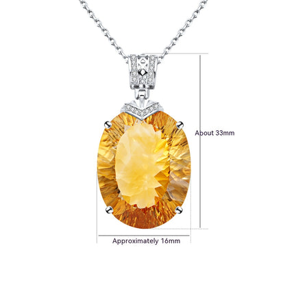 Natural Citrine Pendant Necklace in Sterling Silver