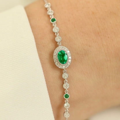 Natural Emerald Tennis Bracelet in 925 Sterling Silver