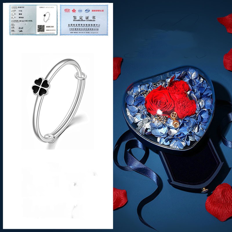 Lucky Clover Rose Bracelet | Solid 999 Silver Gift Edition