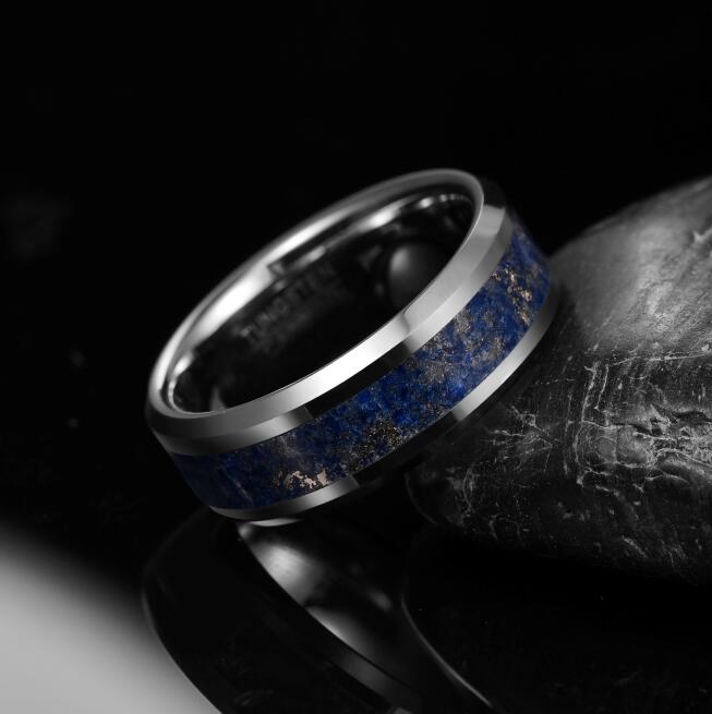 Lapis Lazuli Inlay Ring | 8mm Tungsten Steel Men’s Band
