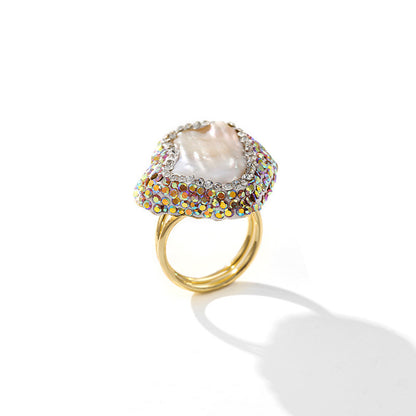 Crystal Necklace, Earring & Ring Three-Piece Jewelry Set