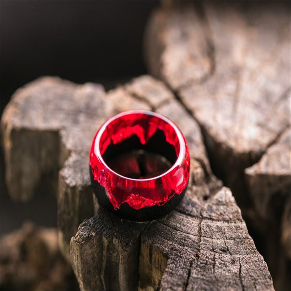 Resin Wood Glow Ring | Aurora Starry Sky Design for Men & Women