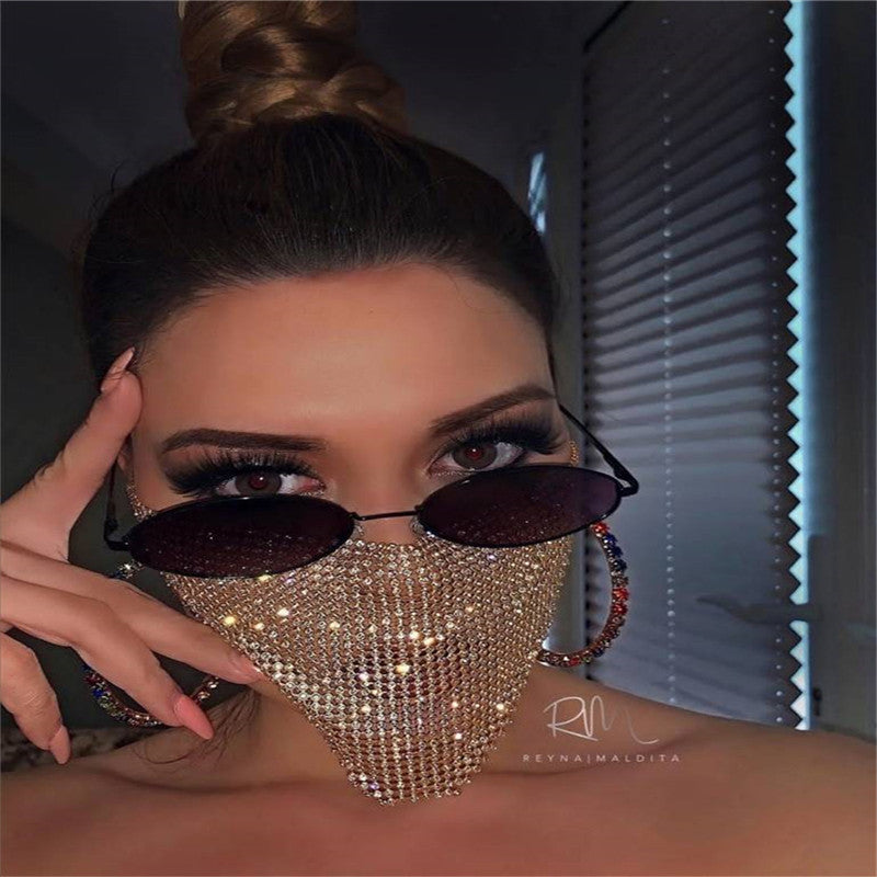 Rhinestone Face Chain Mask | Sparkling Statement Festival Jewelry