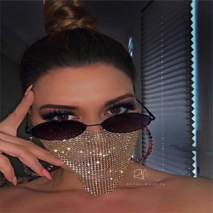 Rhinestone Face Chain Mask | Sparkling Statement Festival Jewelry