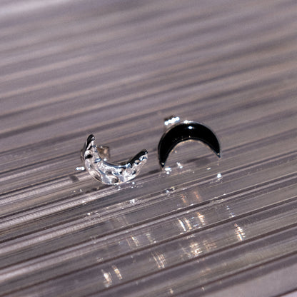 Moon Earrings  asymmetrical earrings  star earrings  cosmos jewelry  gold earrings  silver earrings  copper jewelry  natural stone earrings