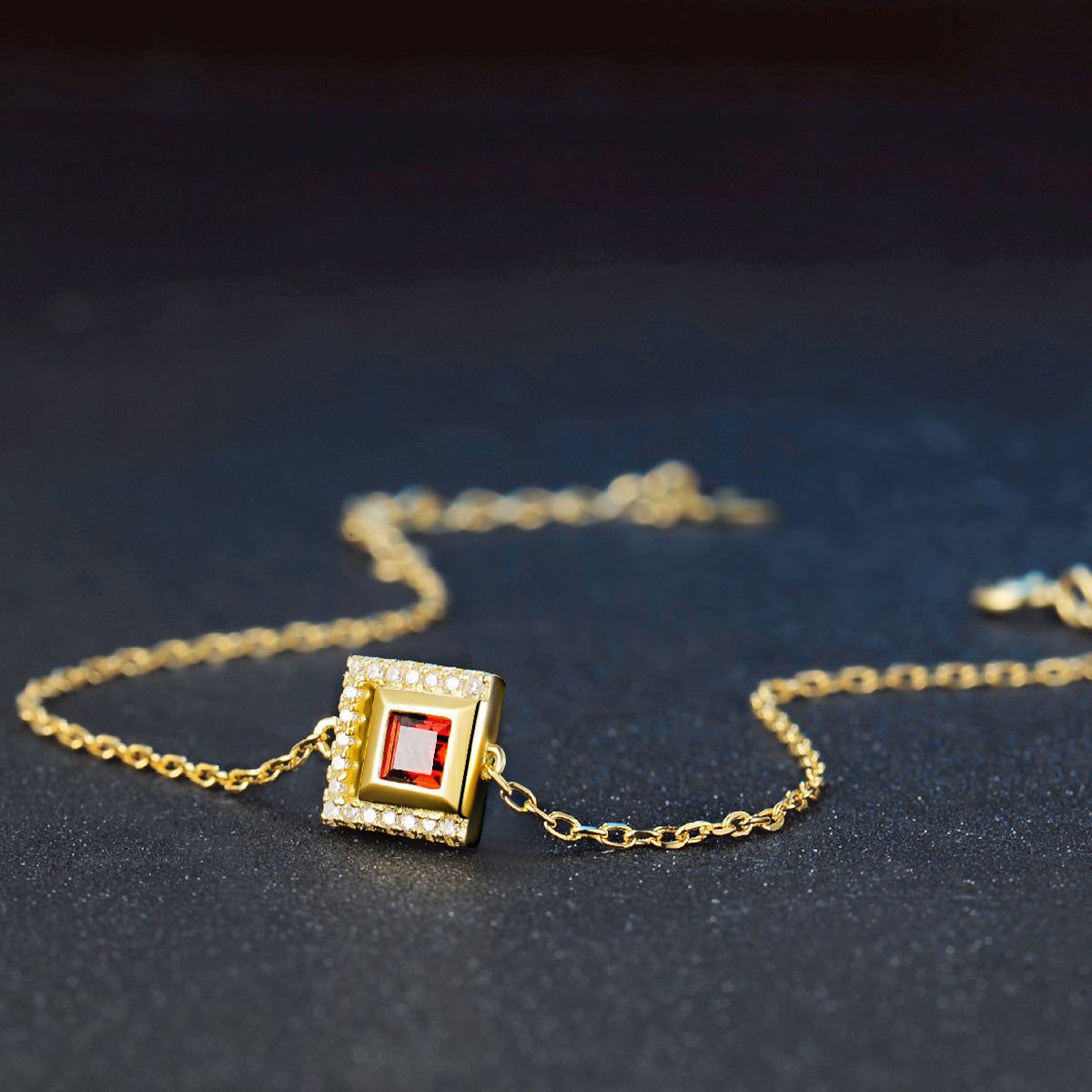 Garnet Glow™ – Natural Garnet Bracelet in Gold-Plated Sterling Silver | Minimal Luxury Jewelry