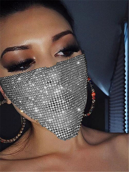 Crystal Rhinestone Face Mask | Glam Statement Festival Jewelry