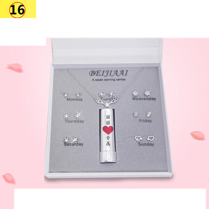 Sterling Silver Love Necklace & Earrings Set | Elegant Women’s Jewelry