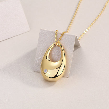 Moissanite Drop Pendant Necklace in Sterling Silver