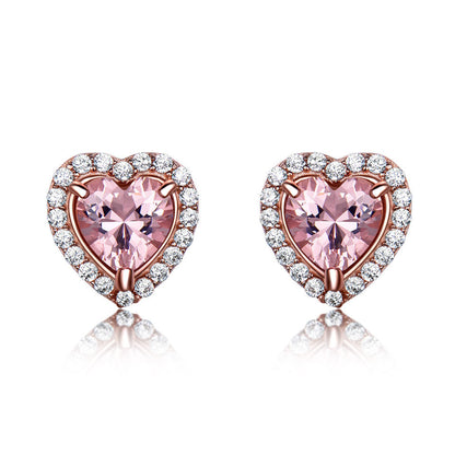 925 Sterling Silver Morganite Heart-Shaped Stud Earrings | Women’s Gemstone Jewelry