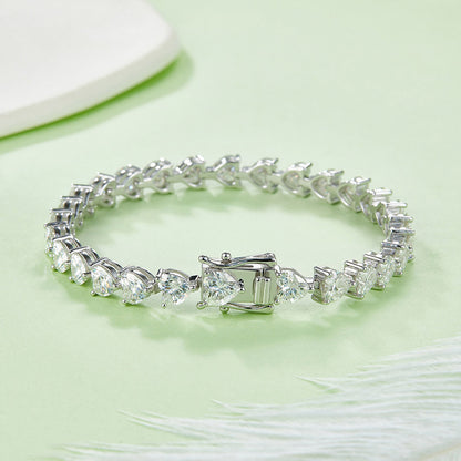 S925 Sterling Silver Moissanite Tennis Bracelet – Platinum Finish
