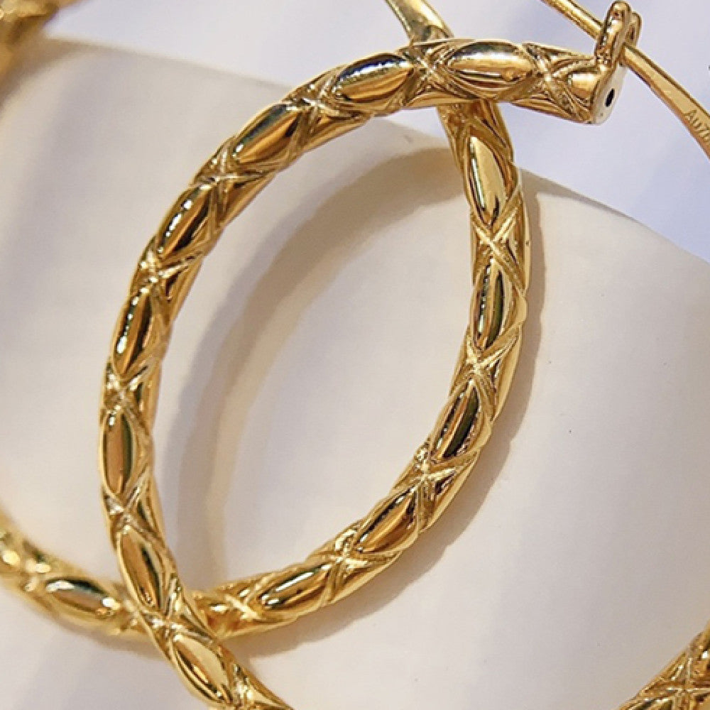 18K Gold Rhombus Earrings | Classic Versatile Geometric Hoop Earrings for Women