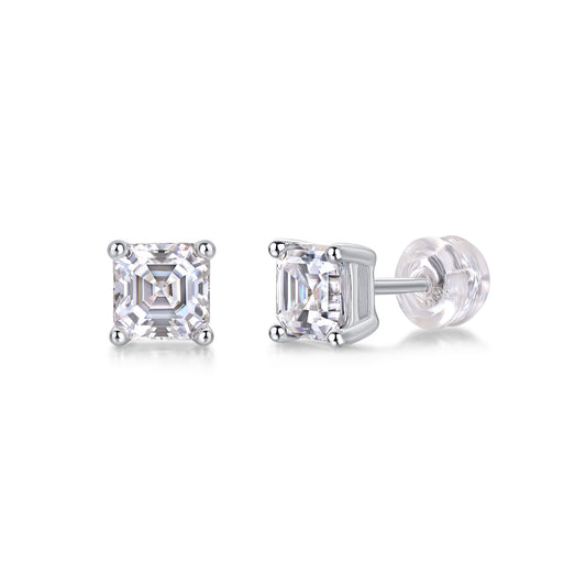 Unrestrained Moissanite Stud Earrings | Platinum-Plated S925 Sterling Silver