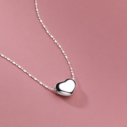 Sterling Silver Heart Necklace | Minimal Polished Pendant