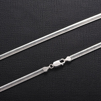 Flat Snake Bone Chain Silver Necklace | Unisex Statement Jewelry