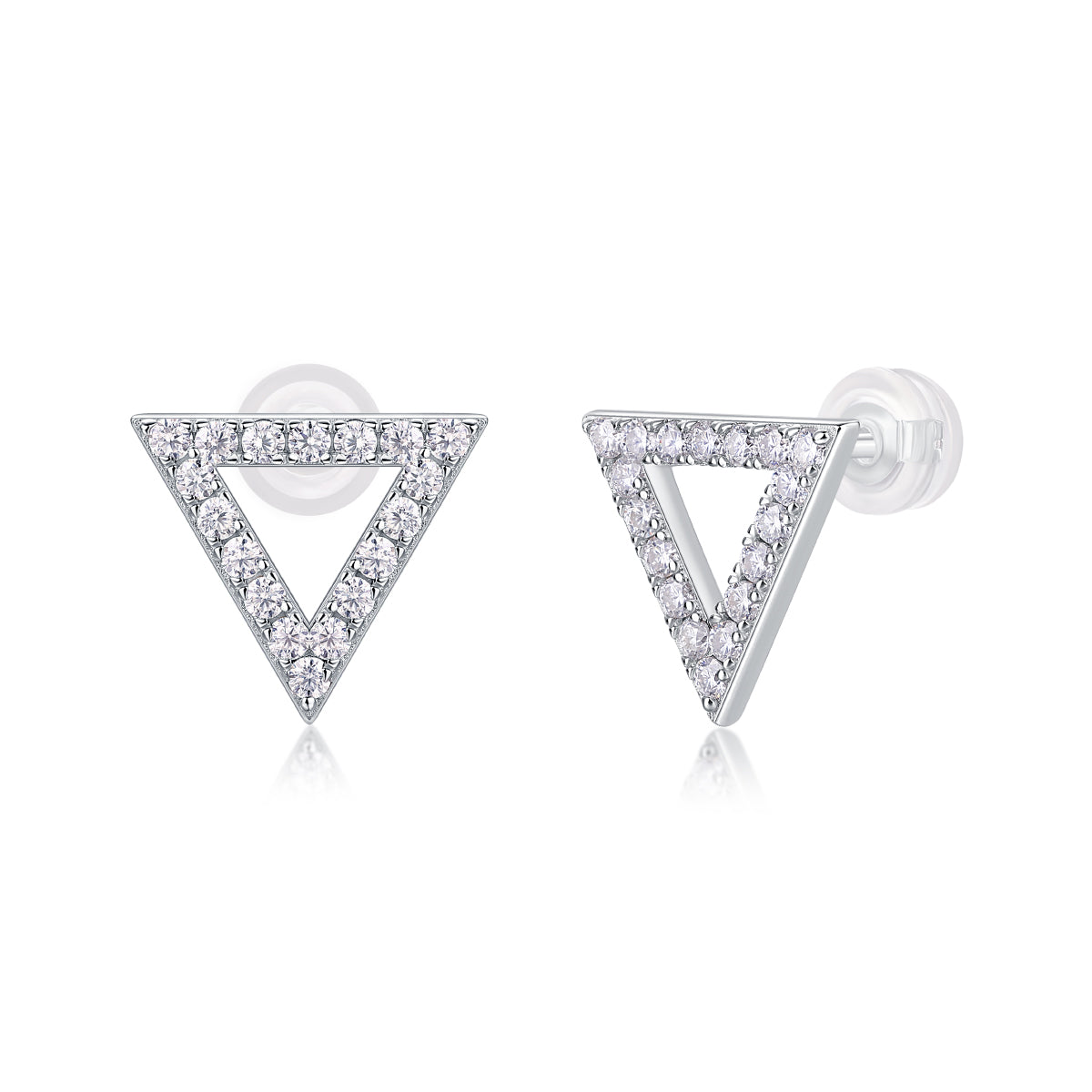 Unique Triangle Moissanite Stud Earrings | Sterling Silver Luxury Jewelry