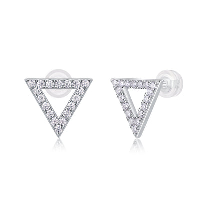 Unique Triangle Moissanite Stud Earrings | Sterling Silver Luxury Jewelry