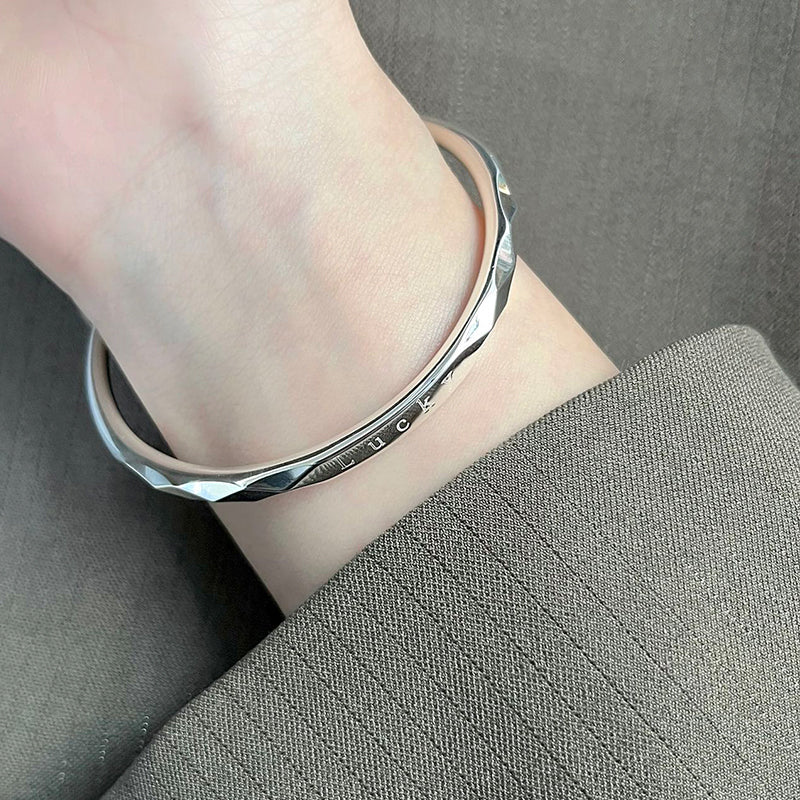 Sterling Silver Minimal Bangle Bracelet | Adjustable Fit