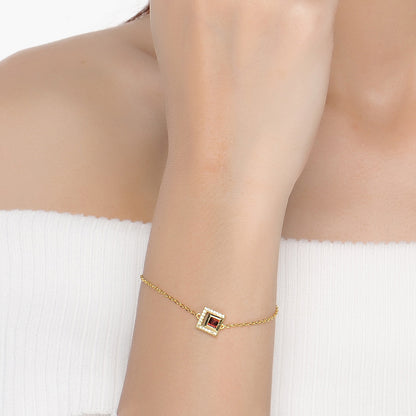 Garnet Glow™ – Natural Garnet Bracelet in Gold-Plated Sterling Silver | Minimal Luxury Jewelry