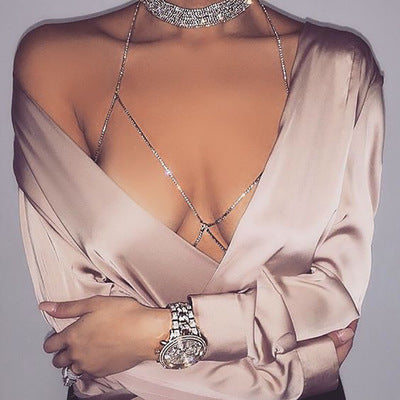Dainty Rhinestone Body Necklace | Sparkling Layered Body Jewelry