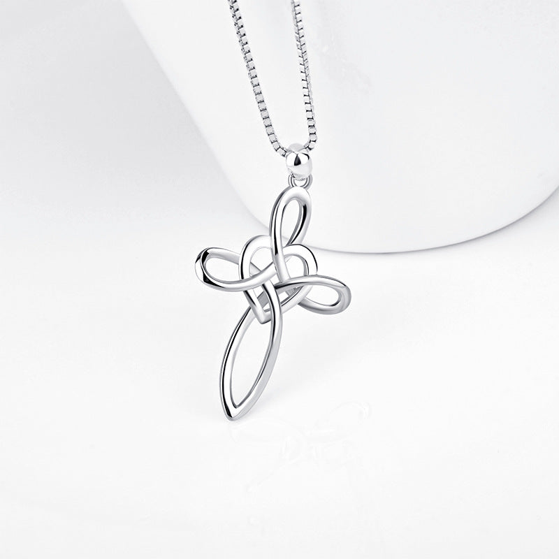 925 Sterling Silver Celtic Cross Heart Necklace | Symbolic Love Pendant