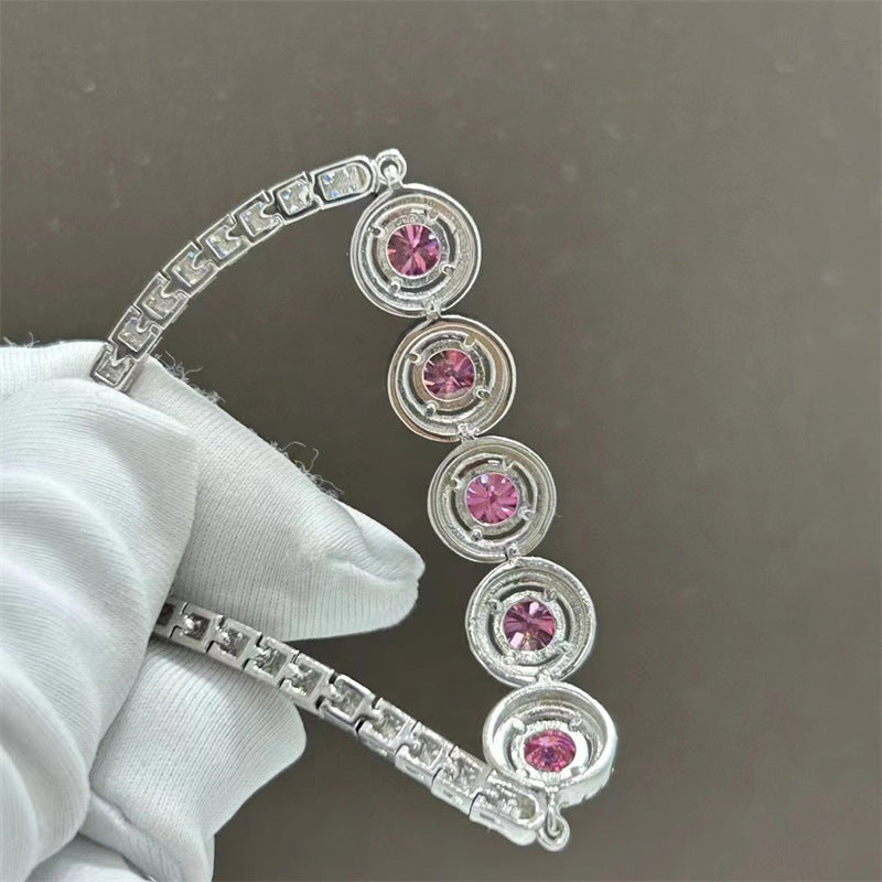 Pink Moissanite Halo Bracelet | Diamond-Cut Brilliance