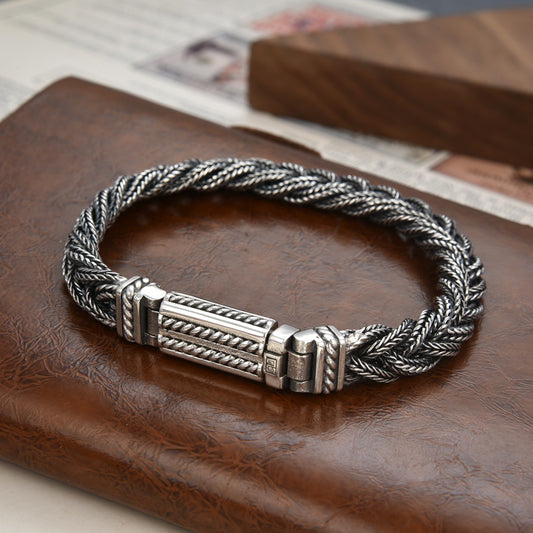 Men’s Foxtail Woven Sterling Silver Bracelet | Timeless Statement Jewelry