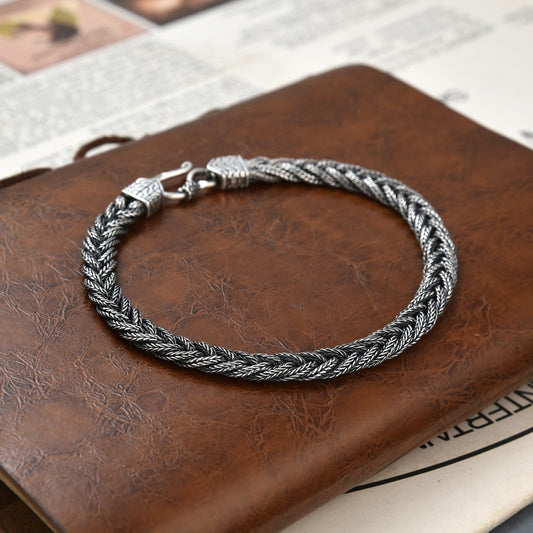Men’s 925 Sterling Silver Hand-Woven Bracelet | Artisan Jewelry