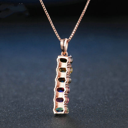 Natural Rainbow Tourmaline Necklace | 925 Silver Rose Gold Plated