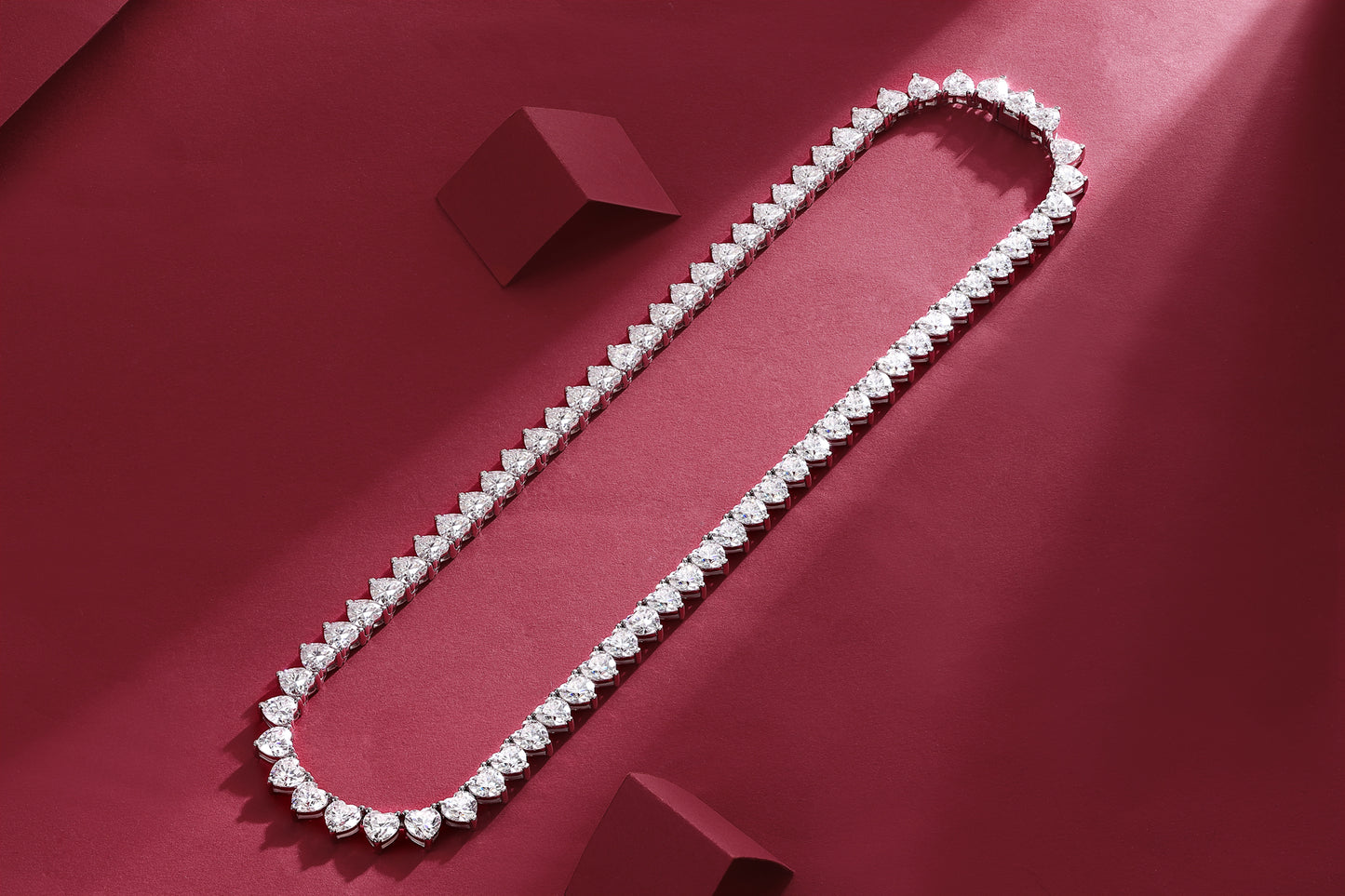 Romantic Gravity| Moissanite Tennis Necklace | Platinum-Plated Sterling Silver