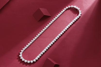 Romantic Gravity| Moissanite Tennis Necklace | Platinum-Plated Sterling Silver